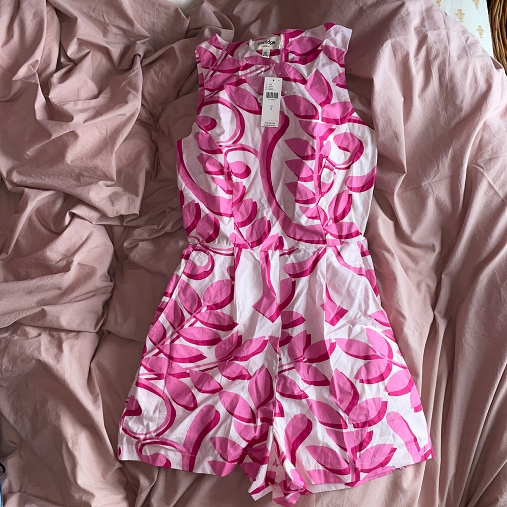 Anthropologie Porrige Pink and White Romper